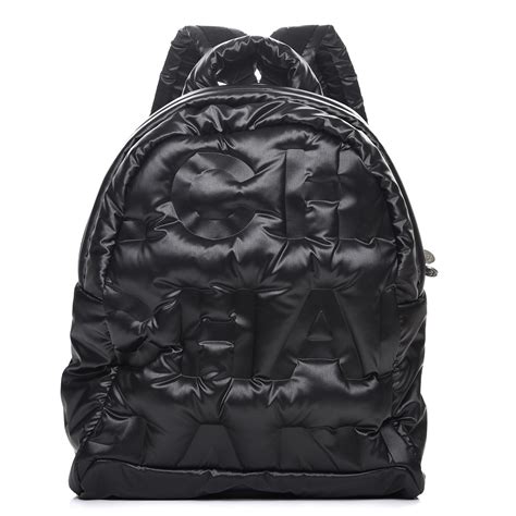 chanel embossed nylon backpack